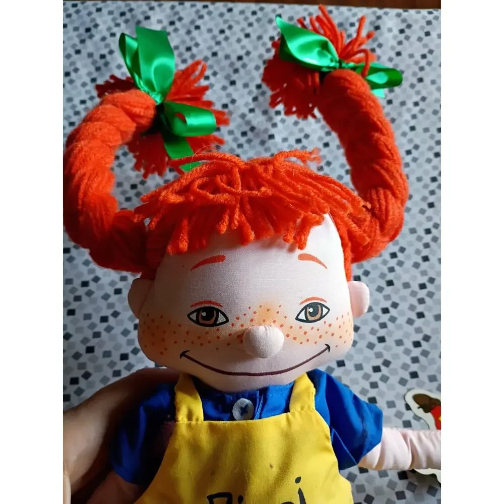 Vintage Juan’s Pippi Longstocking Plush Doll Astrid Lindgren Plush 17.5” Rare